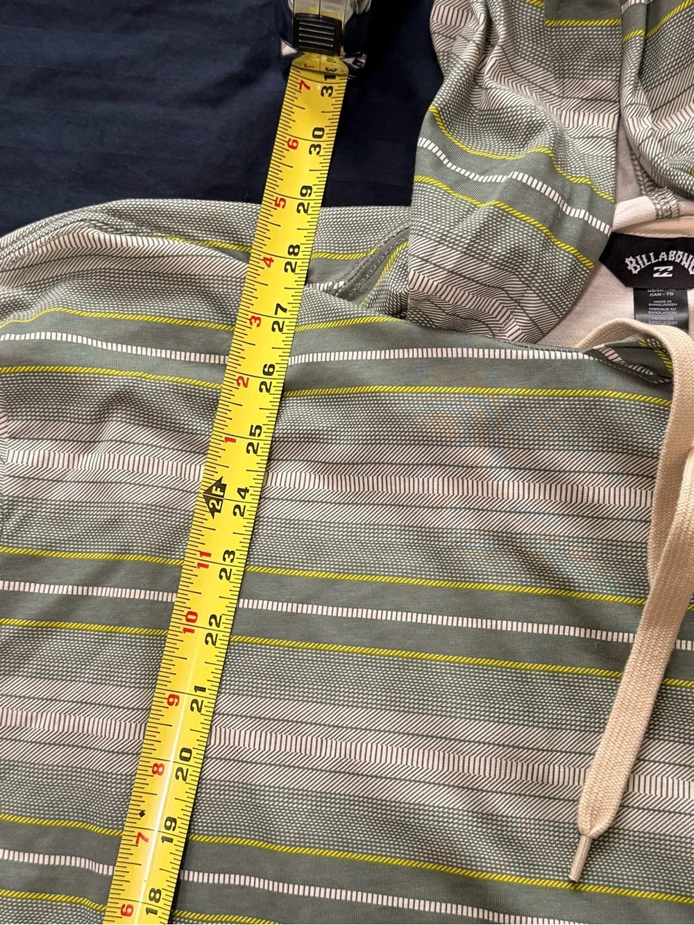 Billabong Olive Green & Yellow Striped Hooded Pullover NWT